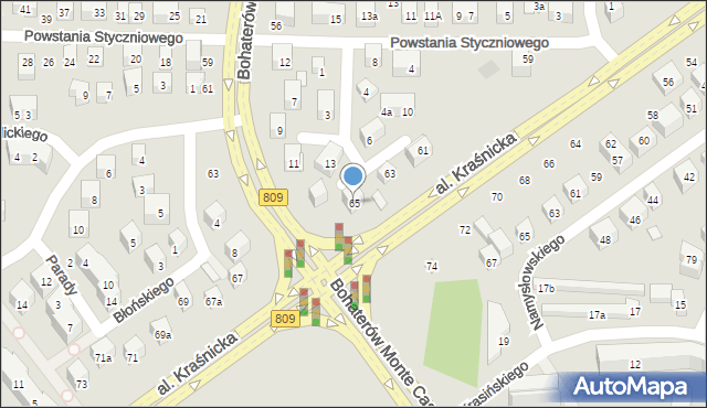 Lublin, Aleja Kraśnicka, 65, mapa Lublina