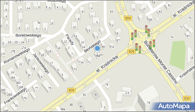 Lublin, Aleja Kraśnicka, 69a, mapa Lublina