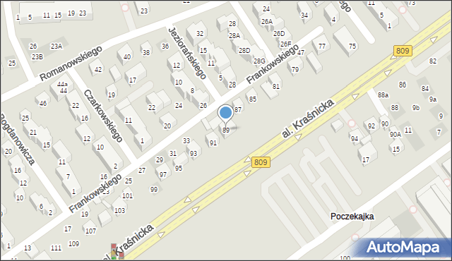 Lublin, Aleja Kraśnicka, 89, mapa Lublina