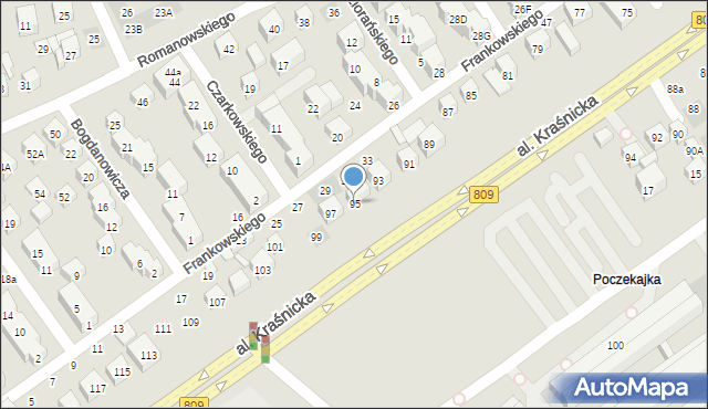 Lublin, Aleja Kraśnicka, 95, mapa Lublina