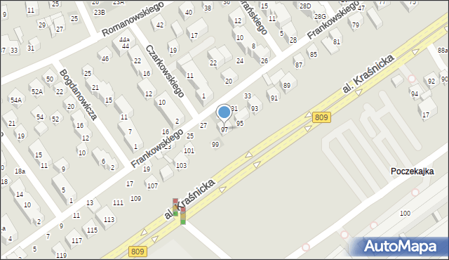Lublin, Aleja Kraśnicka, 97, mapa Lublina