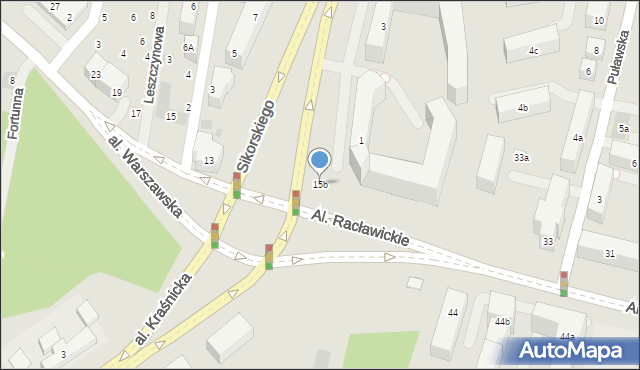 Lublin, Aleja Warszawska, 15b, mapa Lublina