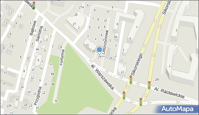 Lublin, Aleja Warszawska, 17, mapa Lublina