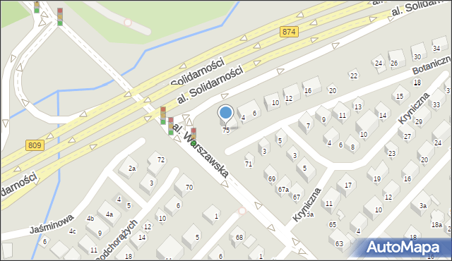 Lublin, Aleja Warszawska, 75, mapa Lublina