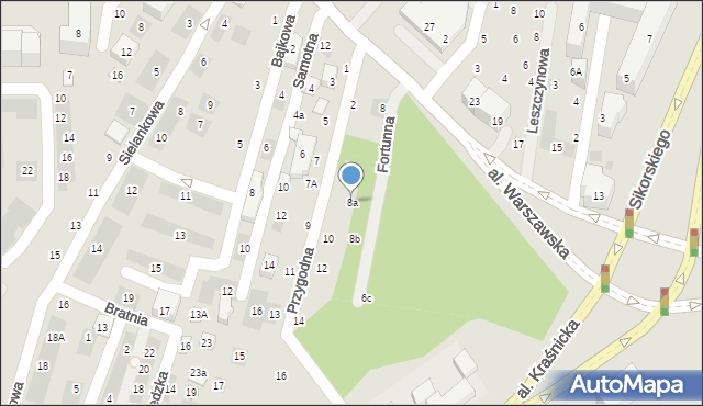 Lublin, Aleja Warszawska, 8a, mapa Lublina