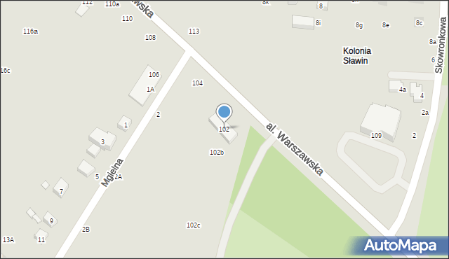 Lublin, Aleja Warszawska, 102, mapa Lublina