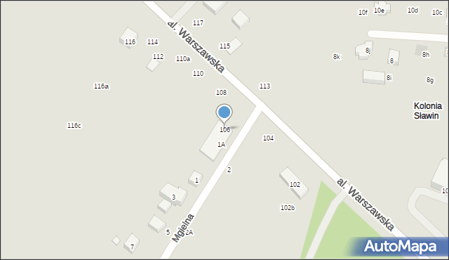 Lublin, Aleja Warszawska, 106, mapa Lublina
