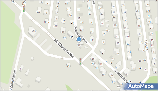 Lublin, Aleja Warszawska, 93, mapa Lublina