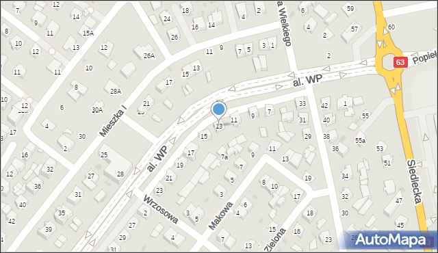 Łuków, Aleja Wojska Polskiego, 13, mapa Łuków