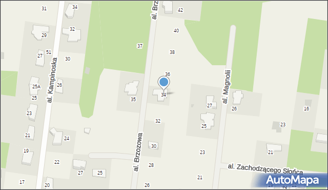 Marianów, Aleja Brzozowa, 34, mapa Marianów