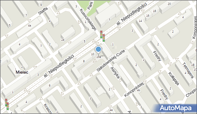 Mielec, Aleja Niepodległości, 10a, mapa Mielca