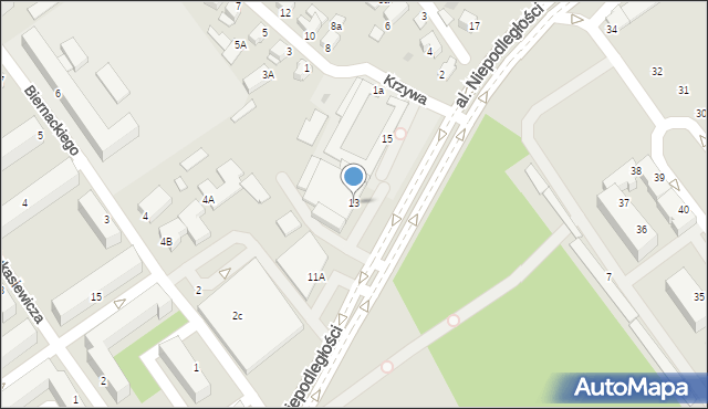 Mielec, Aleja Niepodległości, 13, mapa Mielca