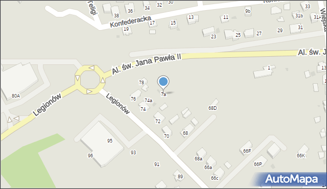 Mielec, Aleje św. Jana Pawła II, 7a, mapa Mielca
