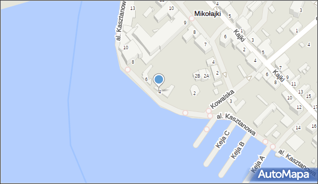 Mikołajki, Aleja Kasztanowa, 4, mapa Mikołajki