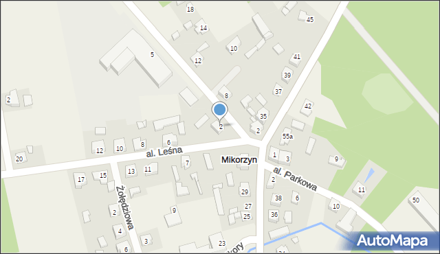 Mikorzyn, Aleja Leśna, 2, mapa Mikorzyn