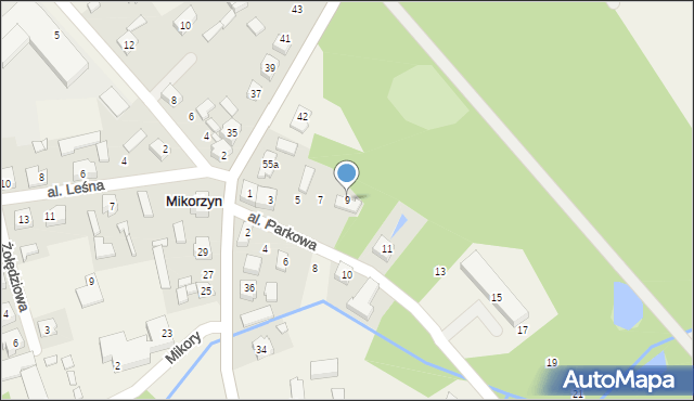 Mikorzyn, Aleja Parkowa, 9, mapa Mikorzyn