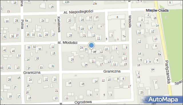 Milejów-Osada, Aleja Młodości, 18, mapa Milejów-Osada