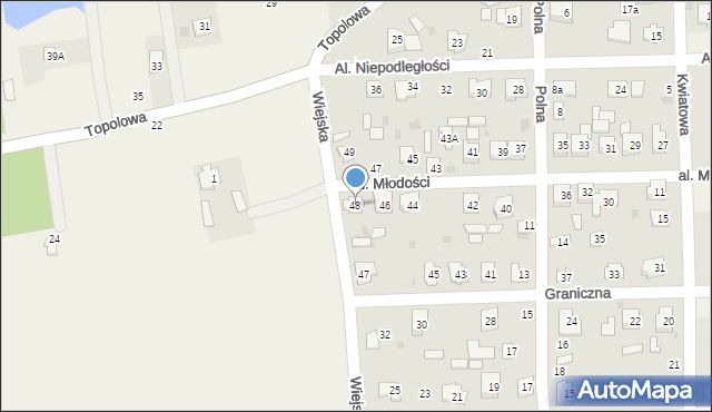 Milejów-Osada, Aleja Młodości, 48, mapa Milejów-Osada
