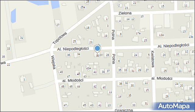 Milejów-Osada, Aleje Niepodległości, 30, mapa Milejów-Osada