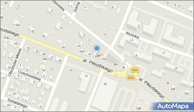 Mława, Aleja Piłsudskiego Józefa, marsz., 42B, mapa Mława