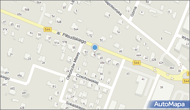 Mława, Aleja Piłsudskiego Józefa, marsz., 51, mapa Mława