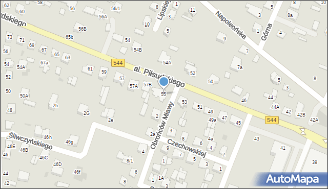 Mława, Aleja Piłsudskiego Józefa, marsz., 55, mapa Mława