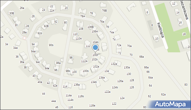 Młochów, Aleja Kasztanowa, 102c, mapa Młochów