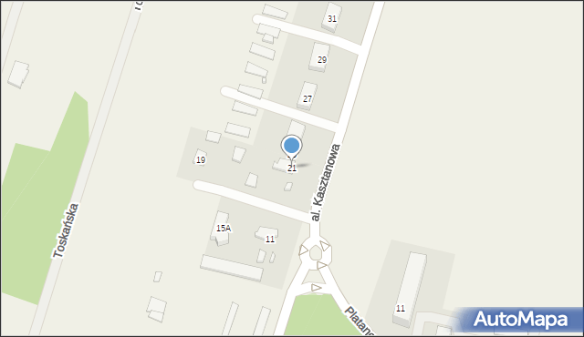 Młochów, Aleja Kasztanowa, 21, mapa Młochów