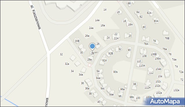 Młochów, Aleja Kasztanowa, 28, mapa Młochów