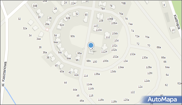 Młochów, Aleja Kasztanowa, 98A, mapa Młochów