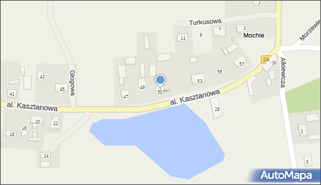 Mochle, Aleja Kasztanowa, 51, mapa Mochle