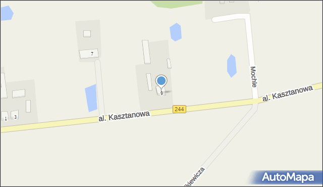 Mochle, Aleja Kasztanowa, 9, mapa Mochle