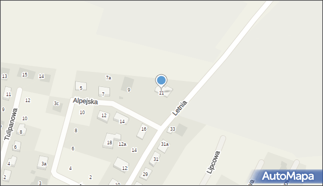 Modła, Alpejska, 11, mapa Modła