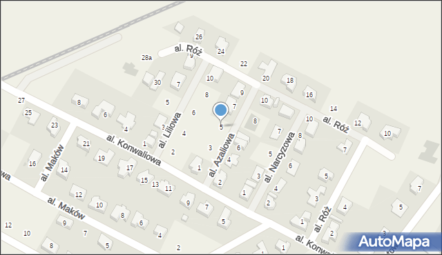 Mokronos Górny, Aleja Azaliowa, 5, mapa Mokronos Górny