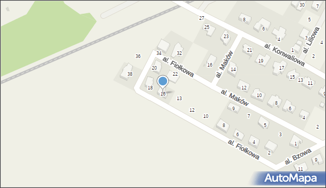 Mokronos Górny, Aleja Fiołkowa, 16, mapa Mokronos Górny