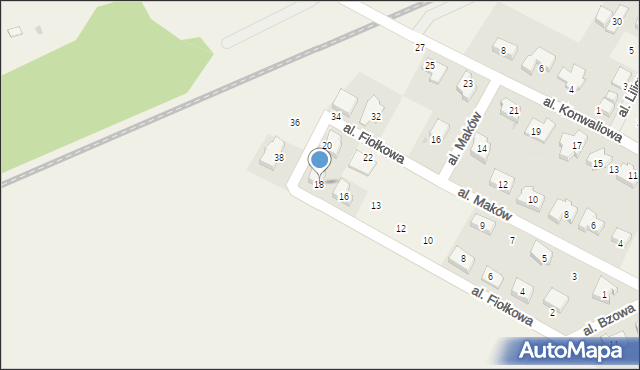 Mokronos Górny, Aleja Fiołkowa, 18, mapa Mokronos Górny