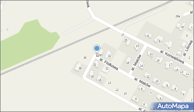 Mokronos Górny, Aleja Fiołkowa, 34, mapa Mokronos Górny