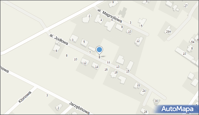Mokronos Górny, Aleja Jodłowa, 9, mapa Mokronos Górny