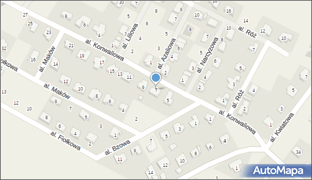 Mokronos Górny, Aleja Konwaliowa, 7, mapa Mokronos Górny
