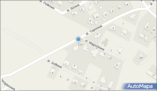 Mokronos Górny, Aleja Magnoliowa, 2, mapa Mokronos Górny