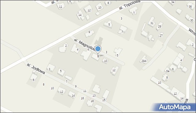 Mokronos Górny, Aleja Magnoliowa, 8, mapa Mokronos Górny