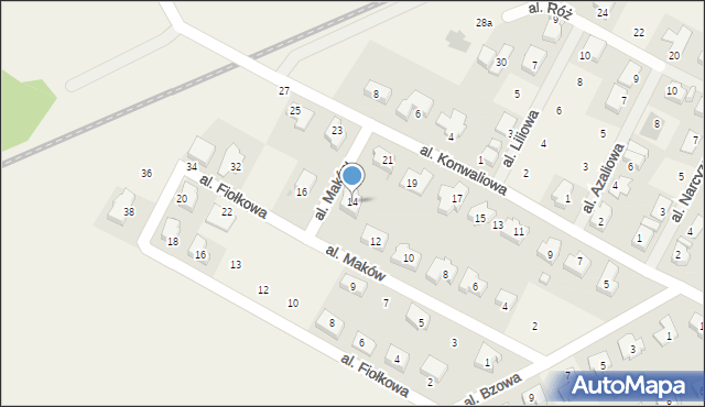 Mokronos Górny, Aleja Maków, 14, mapa Mokronos Górny