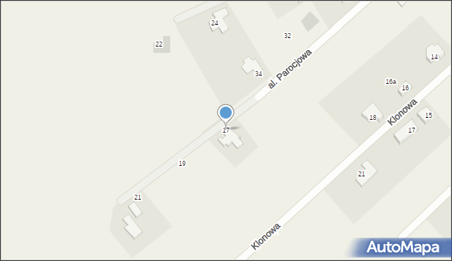 Mokronos Górny, Aleja Parocjowa, 17, mapa Mokronos Górny