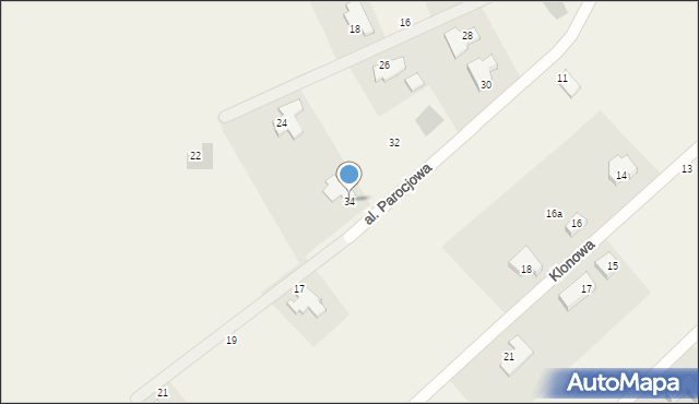 Mokronos Górny, Aleja Parocjowa, 34, mapa Mokronos Górny