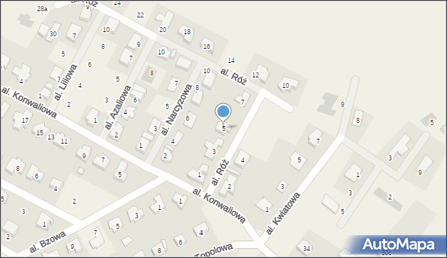 Mokronos Górny, Aleja Róż, 5, mapa Mokronos Górny