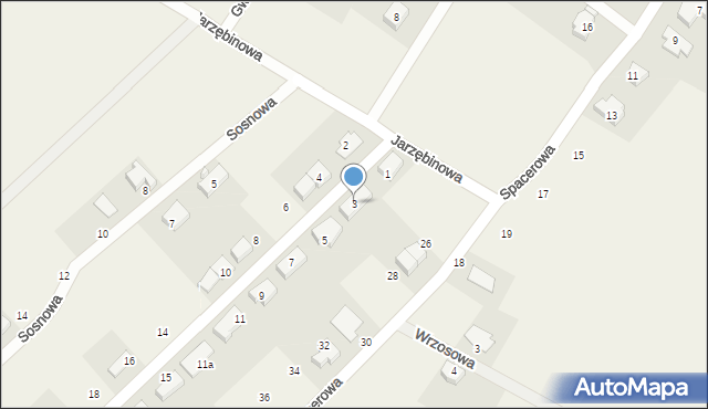 Mokronos Górny, Aleja Świerkowa, 3, mapa Mokronos Górny