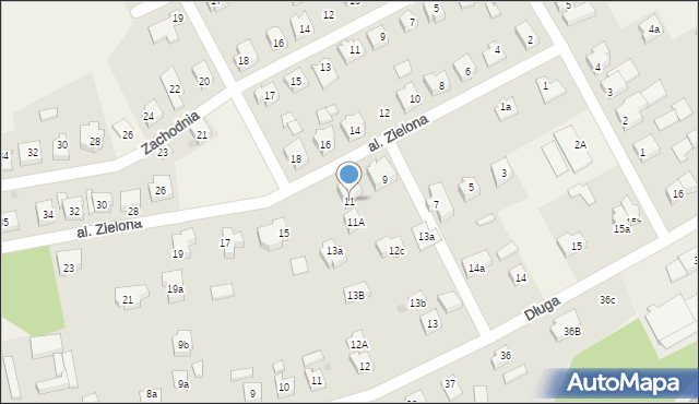 Mosty, Aleja Zielona, 11, mapa Mosty