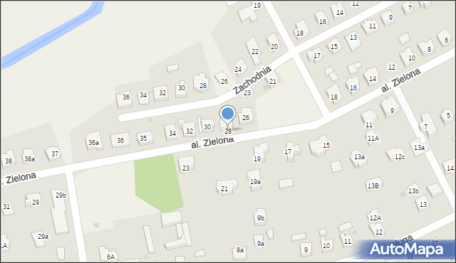 Mosty, Aleja Zielona, 28, mapa Mosty