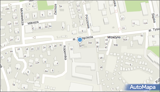 Mrzeżyno, Aleja Tysiąclecia, 34, mapa Mrzeżyno