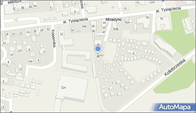 Mrzeżyno, Aleja Tysiąclecia, 48, mapa Mrzeżyno